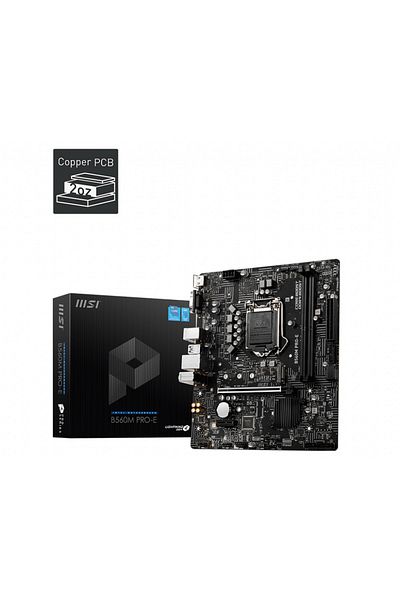 MSI B560M PRO-E DDR4 4800MHZ 1XVGA 1XHDMI 1XM.2 USB 3.2 MATX 1200P (10 VE 11متوافق مع معالج الجيل)