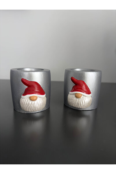 EGGE Home ® 2'li Noel Baba Desenli Tealight Mumluk Seti