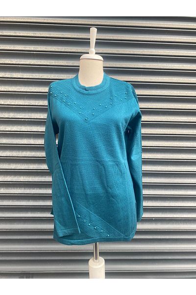 FATELLA Mother Women's Winter Round Collar Single Color Comfortable Fit Knitwear Sweater