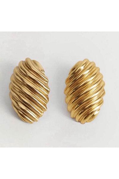 CHARMLUCKY Steel oval earrings