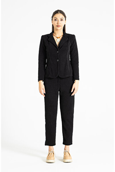 RUBYSTARS Kadın Düğmeli Jakar Kuplu Ceket 2289