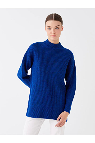 LC Waikiki LCW Modest Yarım Balıkçı Yaka Düz Uzun Kollu Kadın Triko Tunik Yeni