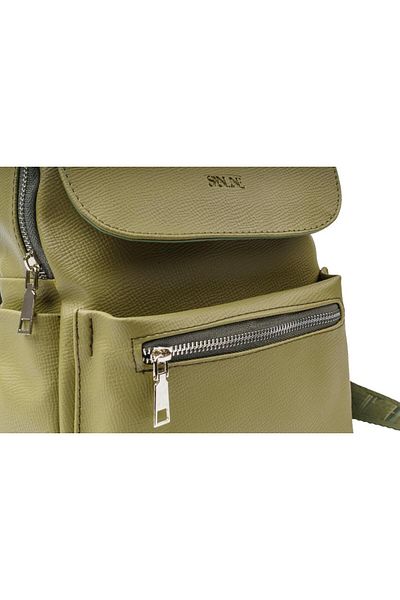 SANLINE Women's Soft Leather Backpack Khaki Green