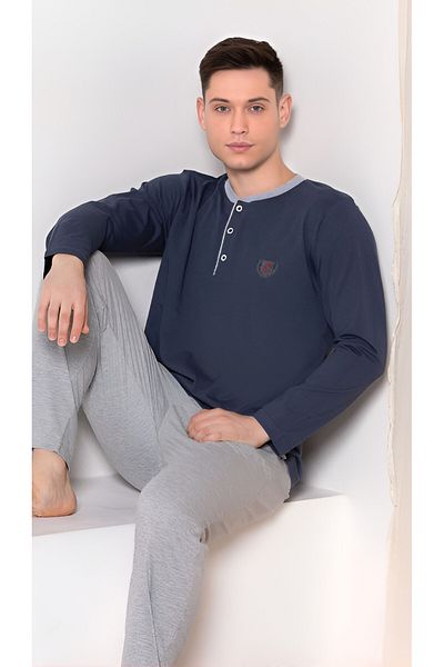 Pyjama Familya طقم بيجامة موسمية بأكمام طويلة وقصة واسعة للرجال