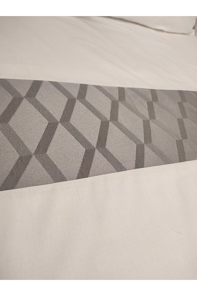 Evcimenhome cotton double duvet cover set 200cmX220cm color: ecru-gray with diamond pattern tape