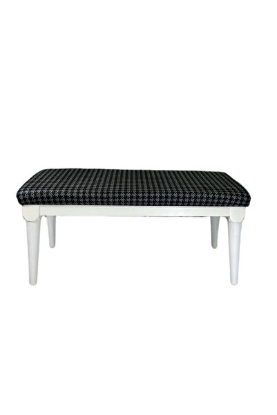 vavonni Beyaz Ahşap Ayaklı Bench Puf 100 cm