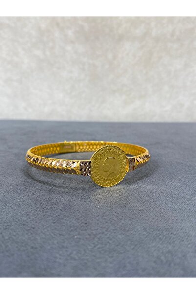 ARSLANTAŞ 1989 14 AYAR ALTIN ÇEYREKLİ KELEPÇE BİLEZİK (çeyrek altın 22 ayar a...