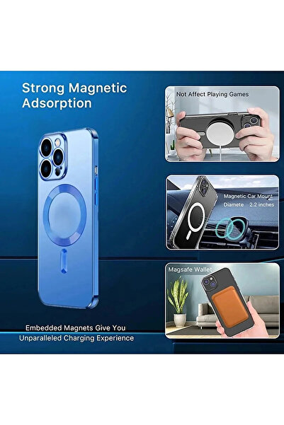 HyperAge Iphone 15 Pro Max Gold Kılıf Kamera Koruma Camlı Magsafe Kablosuz Şarj Renkli Kenarlı Kapak