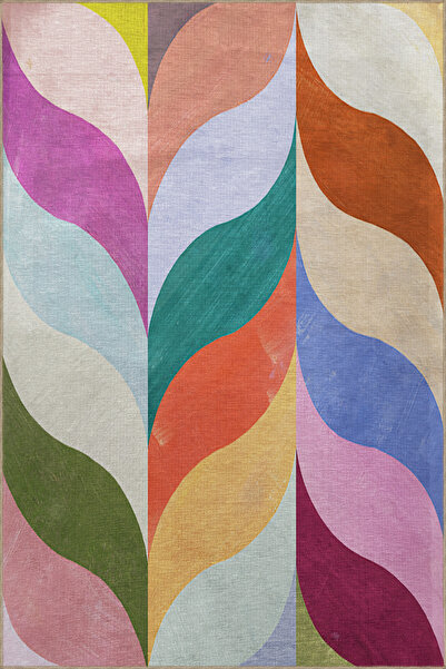 Rugs Modern Halı Multicolored Abstract Wavy Shape Patterned Modern Decorative...
