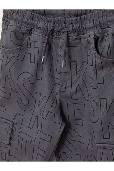 LC Waikiki Lcw Kids Elastic Waist Printed Gabardine Boys Cargo Pants