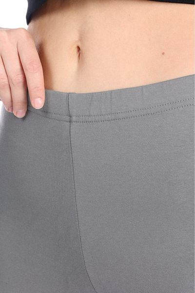 Tight Lady Leggings capri din bumbac pieptănat gri de calitate superioară, lycra, până la genunchi, talie înaltă