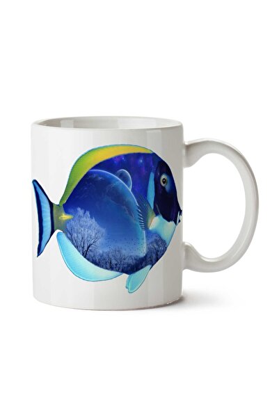 ART HEDİYE كوب مطبوع عليه وجهين من Nature Fish