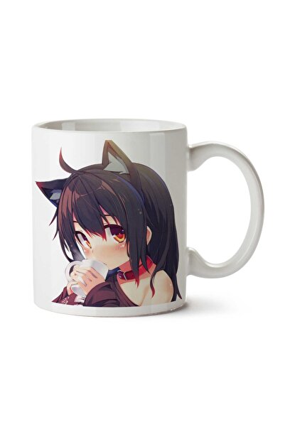 ART HEDİYE كوب مطبوع عليه وجهين من Catgirl Anime