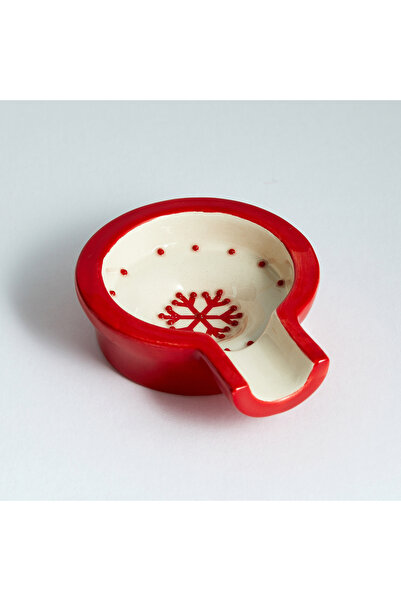 PINKU Ceramics Kar Tanesi Seramik Puro Kül Tablası- Kırmızı