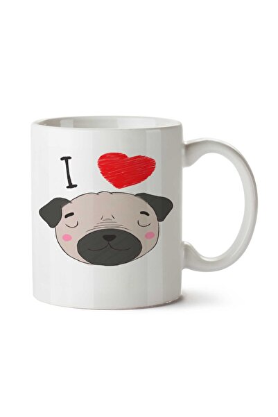 ART HEDİYE I Love Pugs Two Sided Printed Mug