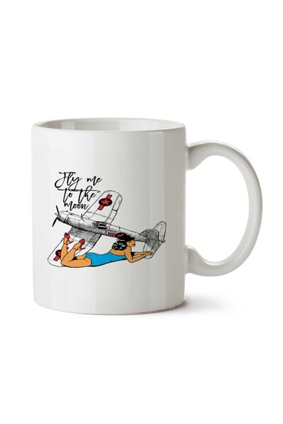 ART HEDİYE كوب مطبوع عليه وجهين من Fly Me to the Moon