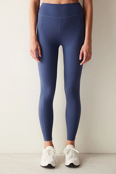 Penti Μπλε Navy High Waist Pocket Λεπτομερές κολάν Mykonos μέχρι τον αστράγαλο