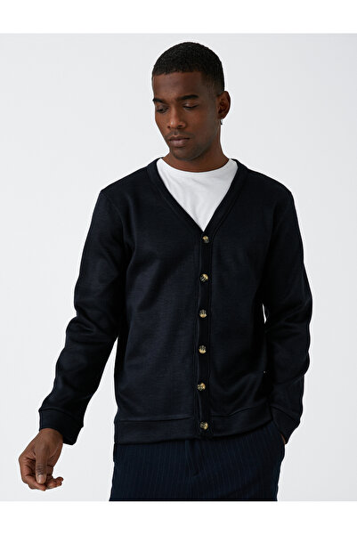 Koton V-Neck Cardigan with Button Detail