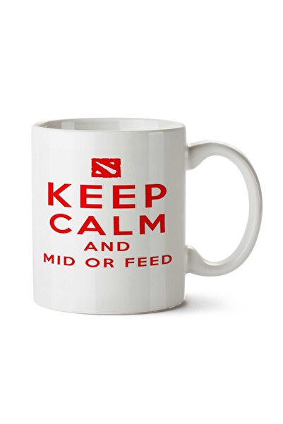 ART HEDİYE كوب مطبوع عليه عبارة "Keep Calm and Mid or Feed" على الوجهين