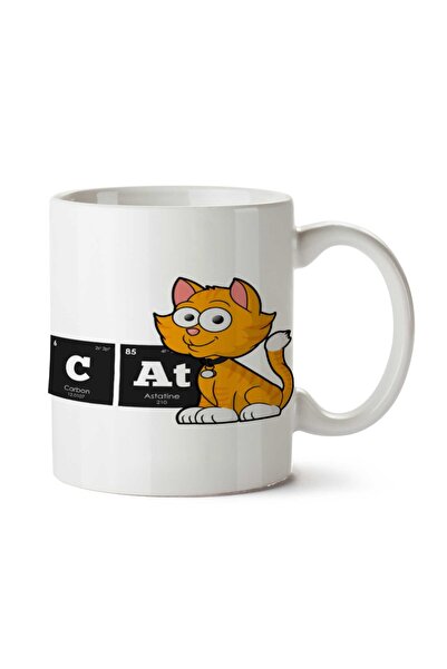 ART HEDİYE كوب مطبوع على الجانبين مع مسطرة دورية للقطط