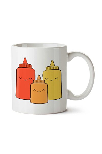 ART HEDİYE كوب كاتشب خردل وأطفال مطبوع على الجانبين