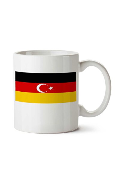 ART HEDİYE Flag of German Turks Germany Turkey Flag Two Side Printed Mug Cup