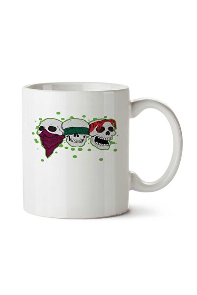 ART HEDİYE لم أرى ولم أسمع ولا أعرف كوب جمجمة مطبوع على الجانبين