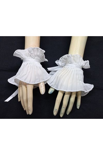 es moda shop Chamber removable pleated chiffon cuff white