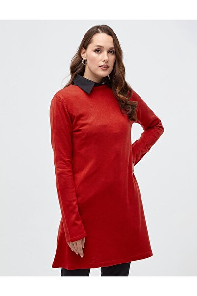 Kayra Basic Sıfır Yaka Triko Tunik Siyah SZ TRK41