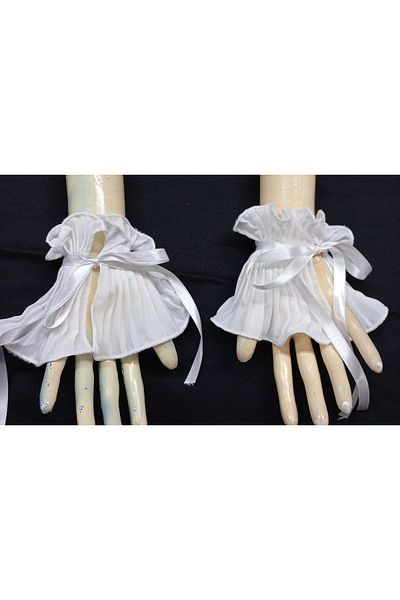 es moda shop Chamber removable pleated chiffon cuff white
