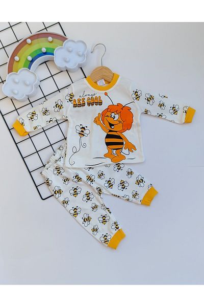 Bilge Trend Bee Maya Printed 100% cotton combed cotton Girl Boy Unisex Baby Kids Pajama Set