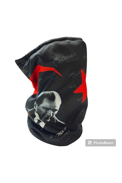 Betülce Unisex Multi-Purpose Winter Fleece Neck Collar Beret with Mustafa Kemal Atatürk Emblem