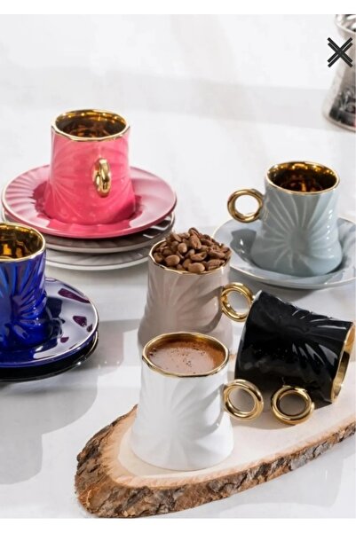 ACAR Karışık Renk Porselen 6 Lı Kahve Fincan Takımı