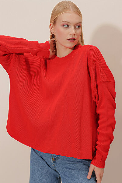 HAKKE Lockerer Strickpullover mit seitlichem Reißverschluss