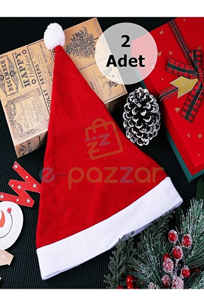 epazzar 2 Adet Lüx Polar Yılbaşı Organizasyon Parti Kostüm Noel Baba Şapkası