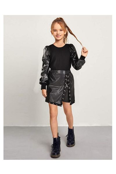 By Piera Fustă cu pantaloni scurți din piele artificială pentru copii 058447