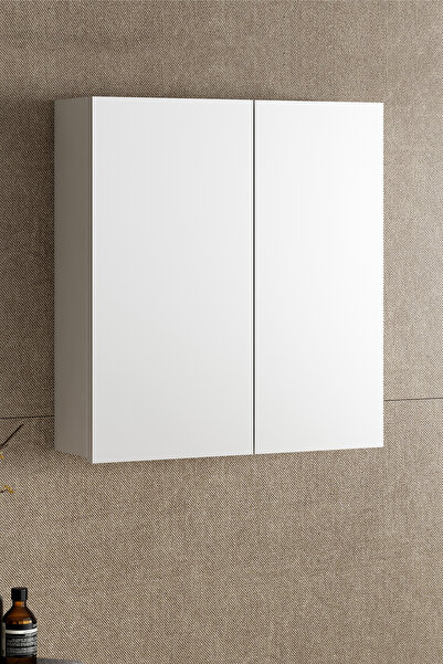 ÖZCEDEN Çiğdem 65 cm Beyaz MDF Aynalı Asma Banyo Üst Dolabı 