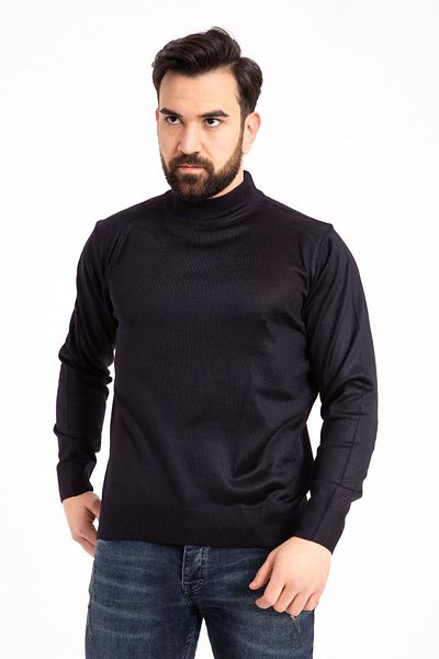 Mutlu City Мъжка тънка вълнена трикотажна плетка Regular Fit Dad Half Turtleneck Pulover Blouse 5140