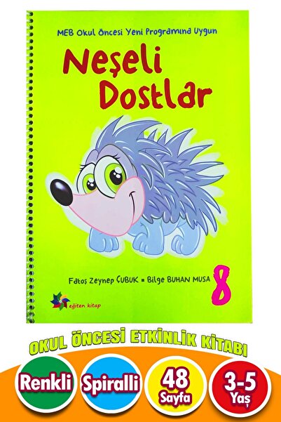 Eğiten Kitap 3-4-5 Years Old Activity Book Cheerful Friends Pistachio Green B...