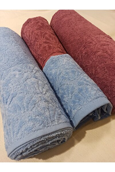 ŞENER HOME Набір для ванної кімнати з 4 предметами, синьо-рожевий - рушник для ванної та рушник для голови