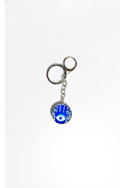 Malinka Blue Glass Evil Eye Beaded Fatma Main Keychain Gift Ornament Bag Accessory
