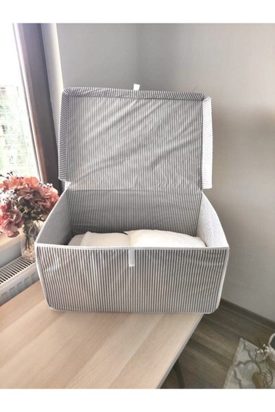 Milenay Multi-Purpose with Lid (Laundry-Storage-Organization Etc.)Bag, Box 60x40x30 - Mega Size Box - Gray