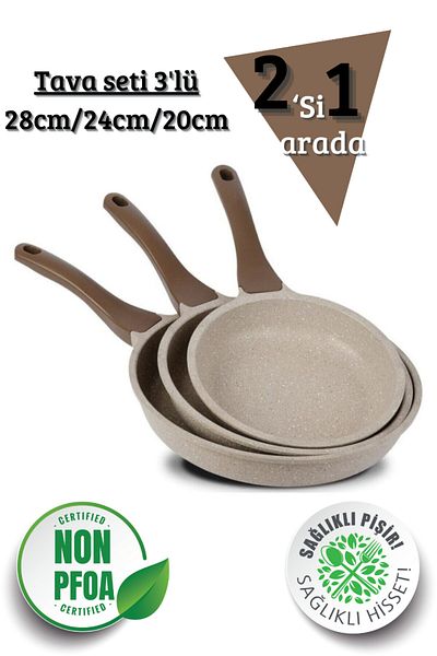 ThermoAD 2 in 1 Set Aluminum Cast Mink 3-Piece Saucepan Set and 3-Piece Pan Set