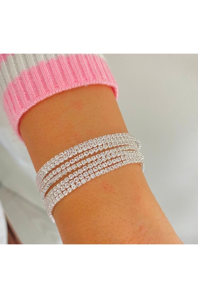 xesha 7 Sıra Su Yolu Zirkon Taşlı Çelik Bileklik Bilezik Künye