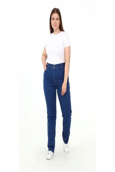 xlargebutik PLUS SIZE CLOTHING HIGH WAIST PIPE CLOTH LIGHT BLUE JEANS WITH ELASTY SIDE WAIST