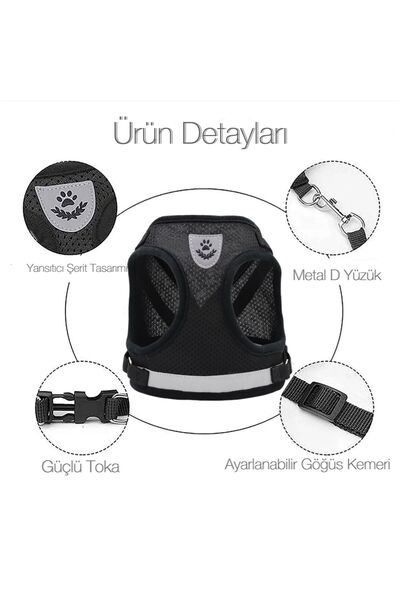 FloriaShopping Köpekler ve Kediler için Nefes Alabilen Reflektörlü Vücut Tasması