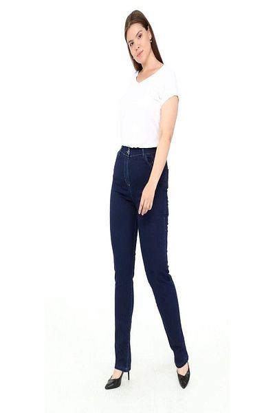 xlargebutik PLUS SIZE WOMEN'S CLOTHING HIGH WAISTED SIDE RACES COMFORTABLE FIT PIPE CELL JEANS