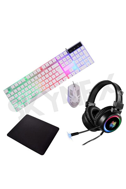 SKYNEX 4in1 Rgb Klavye Mausepad Profesyonel Kulaklık Oyuncu Gaming 4in1 Set