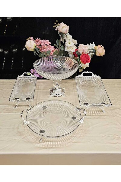 MaviDamla 4-Piece Footed Cutout Glass Model Presentation Set