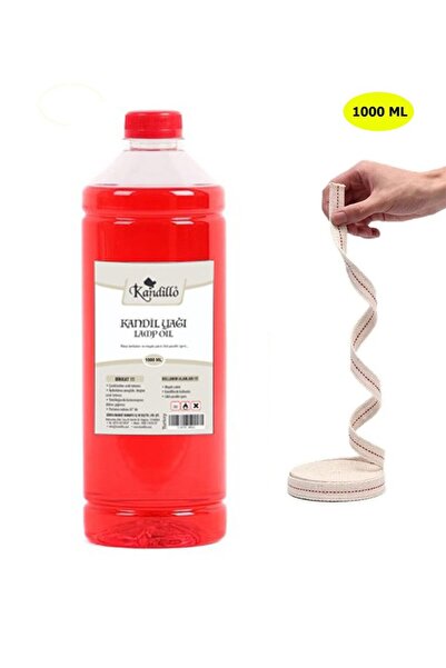 Dünya Magnet Kandillo Kırmızı Kandil Yağı İç Mekan 1 LT. + 50cm Fitil